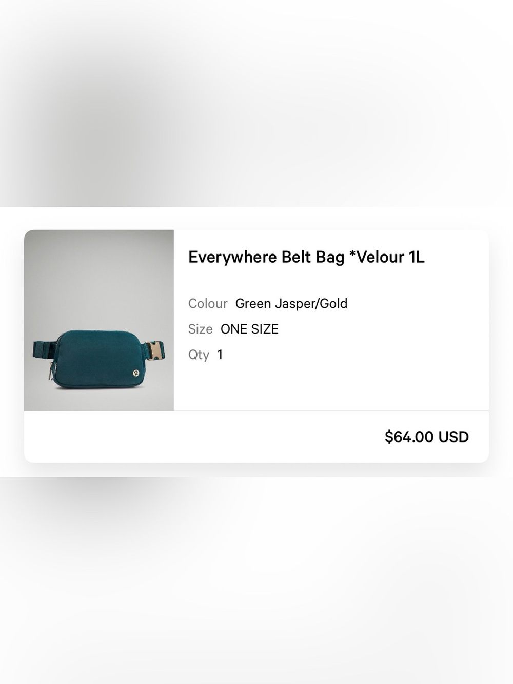 Lululemon Everywhere Belt Bag Velour Jasper Green
